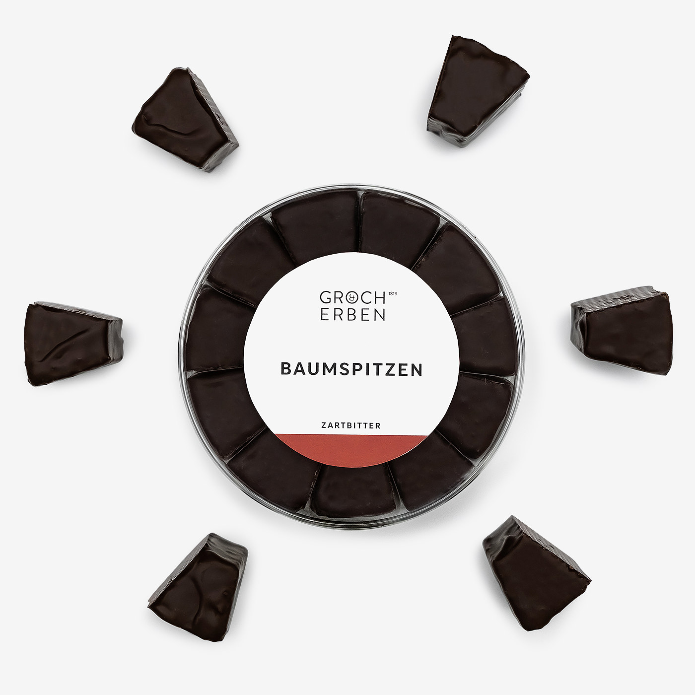 Noble Baumspitzen covered with dark chocolate | GROCH & ERBEN