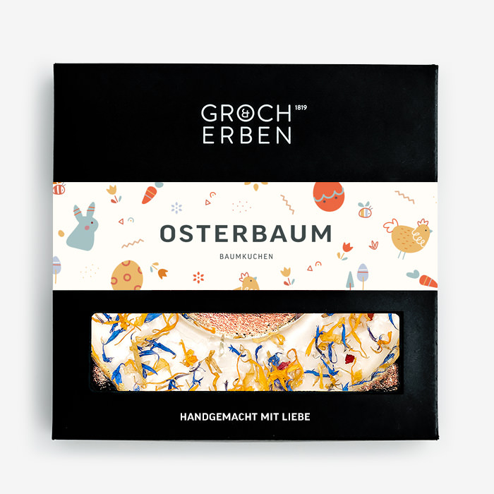 Osterbaum Baumkuchen mit leckeren Essblüten | GROCH & ERBEN